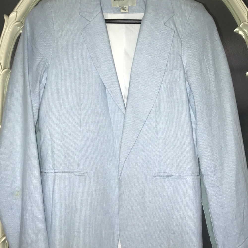 Adrienne Vittadini Blazer in Baby Blue/Pinstriped